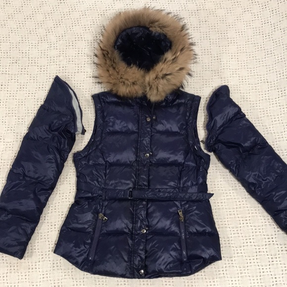 Andrew Marc size Small puffer down jacket fur hood vest option - Picture 7 of 8